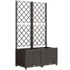 Set Van 2 Trellis Met Plantenbak Bloembak Met Drainagegat Timer Bewateringssysteem 80 X 40 X 136 Cm Bruin