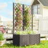 Set Van 2 Trellis Met Plantenbak Bloembak Met Drainagegat Timer Bewateringssysteem 80 X 40 X 136 Cm Bruin