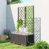 Set Van 2 Trellis Met Plantenbak Bloembak Met Drainagegat Timer Bewateringssysteem 80 X 40 X 136 Cm Bruin