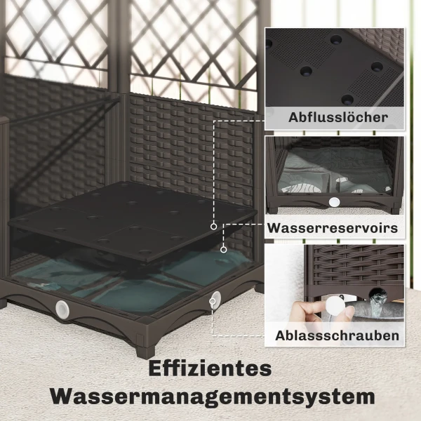 Set Van 2 Trellis Met Plantenbak Bloembak Met Drainagegat Timer Bewateringssysteem 80 X 40 X 136 Cm Bruin