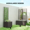 Set Van 2 Trellis Met Plantenbak Bloembak Met Drainagegat Timer Bewateringssysteem 80 X 40 X 136 Cm Bruin
