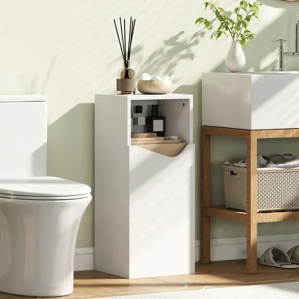 Smalle Badkamerkast Met Verstelbare Planken, Open Vak 30 X 30 X 71,5 Cm Wit