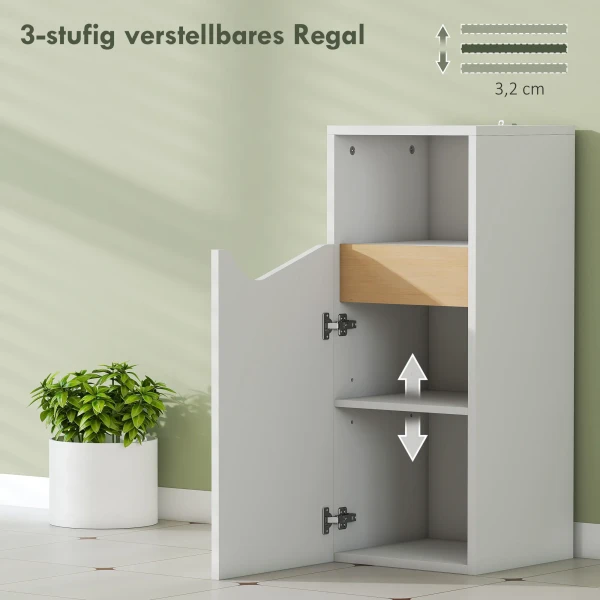Smalle Badkamerkast Met Verstelbare Planken, Open Vak 30 X 30 X 71,5 Cm Wit