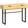 Smalle Console Tafel Met 2 Lades, Metalen Frame, Voor Hal 110 X 35 X 76,5 Cm Natuur