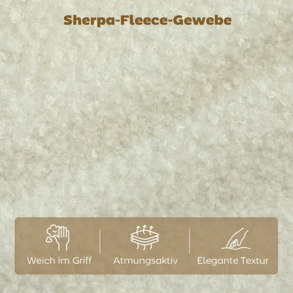 Sofa 2 zits Kleine Bank Met Sherpa fleece look 137 Cm Voor Woonkamer Crèmewit