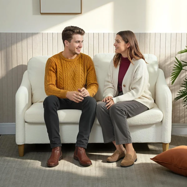 Sofa 2 zits Kleine Bank Met Sherpa fleece look 137 Cm Voor Woonkamer Crèmewit