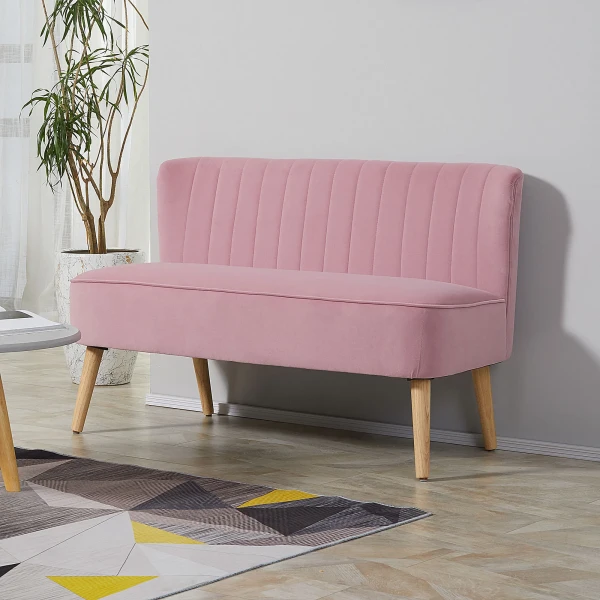Sofa 2 zits Stoffen Bank Couch Gestoffeerde Bank Loungesofa Breed Roze