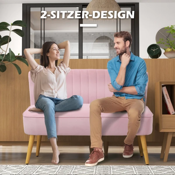 Sofa 2 zits Stoffen Bank Couch Gestoffeerde Bank Loungesofa Breed Roze