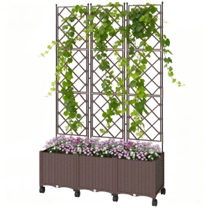 Spalier Met Plantenbak, Bloembak Met Zelfbewateringssysteem 120 X 40 X 192 Cm Bruin