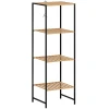 Staand Rek, Badrek Van Bamboe En Staal, Met 4 Planken, 4 laags Boekenrek, 36,5 X 33 X 110 Cm, Natuur