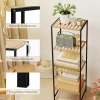 Staand Rek, Badrek Van Bamboe En Staal, Met 4 Planken, 4 laags Boekenrek, 36,5 X 33 X 110 Cm, Natuur