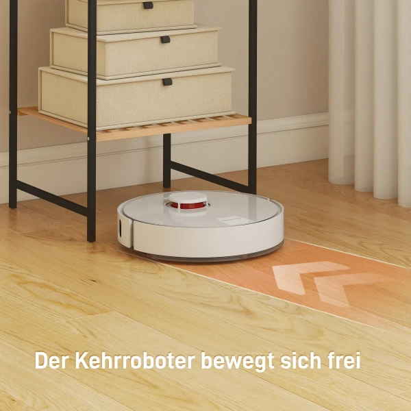 Staand Rek, Badrek Van Bamboe En Staal, Met 4 Planken, 4 laags Boekenrek, 36,5 X 33 X 110 Cm, Natuur