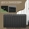 Tuinbox 366 Liter Van Kunststof, Dubbelwandig, Waterdicht, Kussenbox Met Wielen, Handgreepuitsparingen, Houtlook