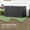 Tuinbox 366 Liter Van Kunststof, Dubbelwandig, Waterdicht, Kussenbox Met Wielen, Handgreepuitsparingen, Houtlook