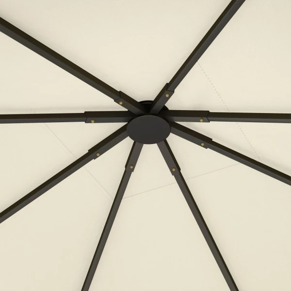 Tuinpaviljoen dak 3x3 M Met 8 Afvoergaten, Gemaakt Van Oxford 600D Stof, Crèmewit