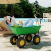 Tuinwagen Met Kantelfunctie Tot 200 Kg Handwagen Met 75 Liter Kunststof Bak Trekhandvat Luchtbanden Donkergroen