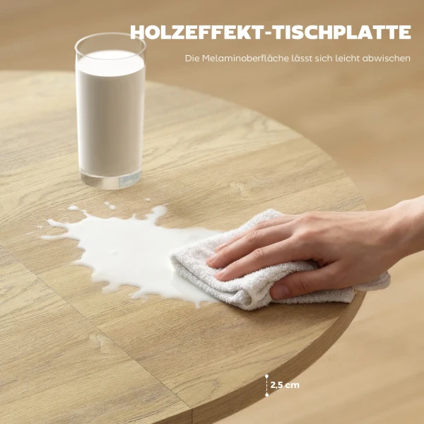 Uitschuifbare Ronde Eettafel Voor 4 6 Personen, 100 135 Cm, Keukentafel Met X vormige Stalen Voet, Natuurhout, Zwart