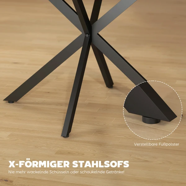 Uitschuifbare Ronde Eettafel Voor 4 6 Personen, 100 135 Cm, Keukentafel Met X vormige Stalen Voet, Natuurhout, Zwart