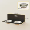 Verstelbare Hondenkom Wandvoerbak Met 2 X 800ml Roestvrijstalen Kommen 42 X 23,5 X 14 Cm Zwart