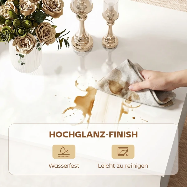 Verstelbare Salontafel, Moderne Woonkamertafel Met Verborgen Opbergruimte En 2 Lades, Hoogglans Wit