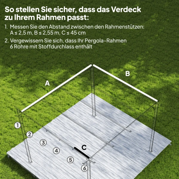 Vervangend Dak Voor 3 X 3 M Pergola, Intrekbaar, Met Regenafvoergaten, Weerbestendig, Polyester, Bruin