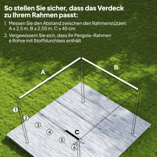 Vervangend Dak Voor 3 X 3 M Pergola, Intrekbaar, Met Regenafvoergaten, Weerbestendig, Polyester, Koffie