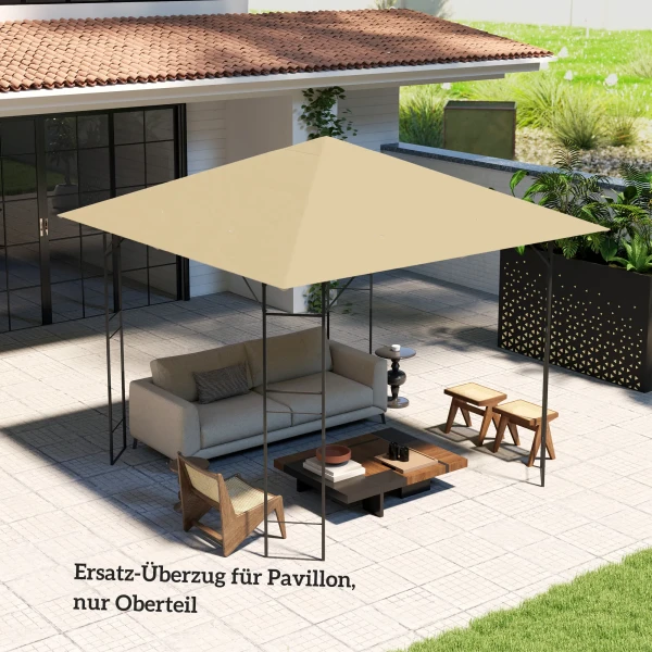 Vervangend Dak Voor Paviljoen 3 X 3 M Waterafstotend Paviljoendak UPF30+ Vervanghoes Oxford stof, 370 G/m², Beige
