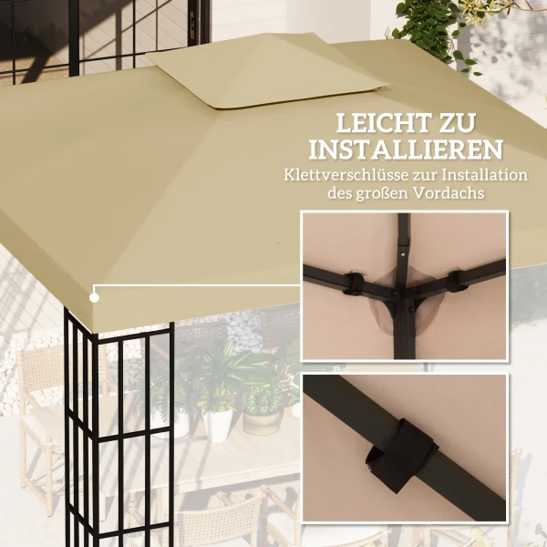 Vervangend Dak Voor Paviljoen 3 X 3 M Waterdicht Paviljoendak Met Dubbel Dak Afvoergaten Beige