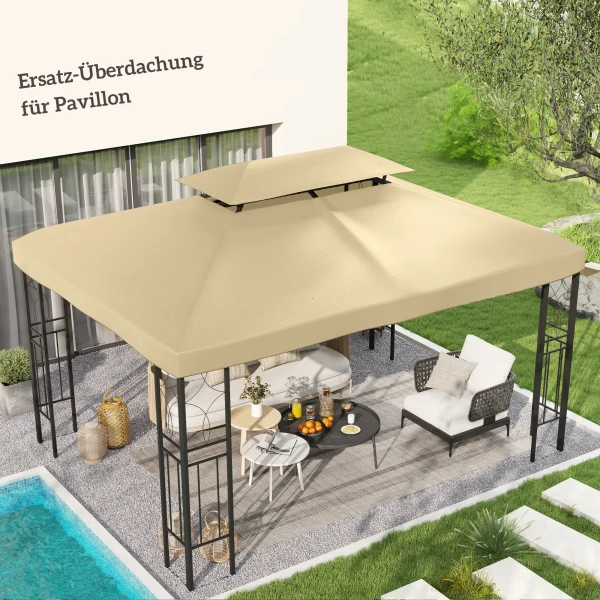 Vervangend Dak Voor Paviljoen 3 X 4 M Waterafstotend Paviljoendak Met Dubbel Dak Beige