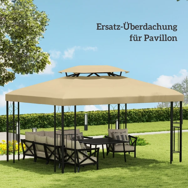Vervangend Dak Voor Paviljoen 3 X 4 M Waterafstotend Paviljoendak Met Dubbel Dak Beige