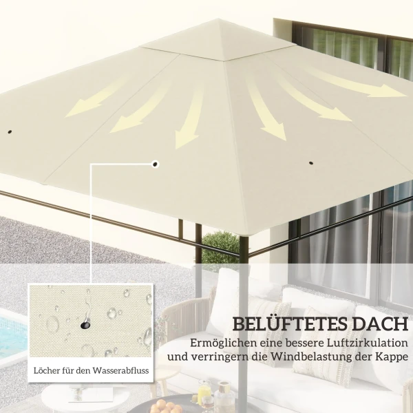 Vervangend Dak Voor Paviljoen 3x3m Waterafstotend Paviljoendak Met 8 Waterafvoergaten Crèmewit