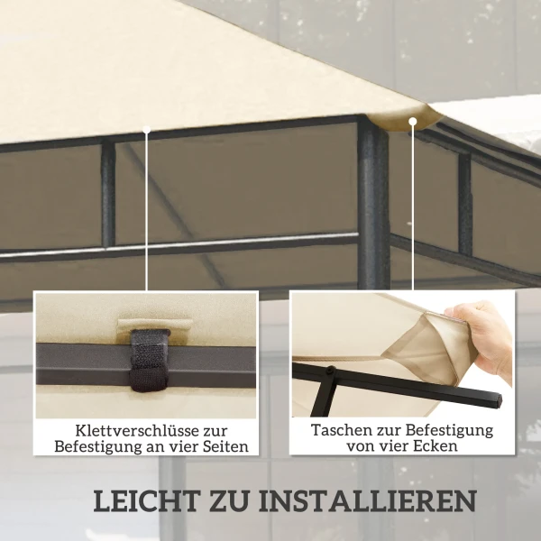 Vervangend Dak Voor Paviljoen 3x3m Waterafstotend Paviljoendak Met 8 Waterafvoergaten Crèmewit