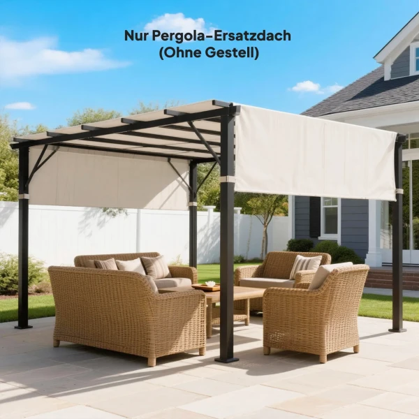 Vervangend Dak Voor Pergola Met UV bescherming, Zonnescherm Voor Terrasoverkapping Voor 3 X 3 M Paviljoen, Crèmewit