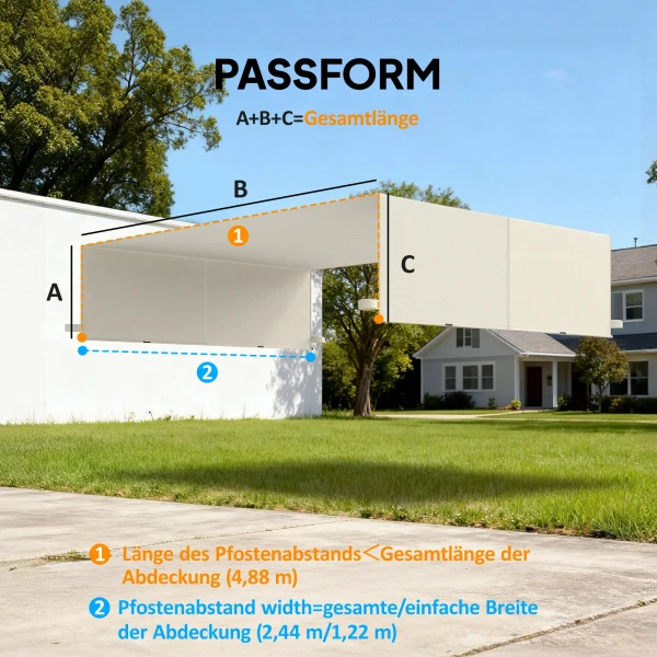 Vervangend Dak Voor Pergola Met UV bescherming, Zonnescherm Voor Terrasoverkapping Voor 3 X 3 M Paviljoen, Crèmewit