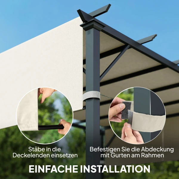 Vervangend Dak Voor Pergola Met UV bescherming, Zonnescherm Voor Terrasoverkapping Voor 3 X 3 M Paviljoen, Crèmewit