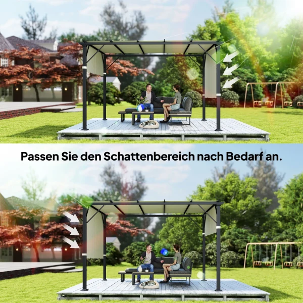 Vervangend Dak Voor Pergola Met UV bescherming, Zonnescherm Voor Terrasoverkapping Voor 3 X 3 M Paviljoen, Crèmewit