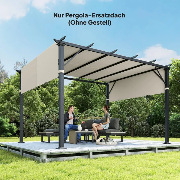 Vervangend Dak Voor Pergola Met UV bescherming, Zonnescherm Voor Terrasoverkapping Voor 3 X 3 M Paviljoen, Crèmewit