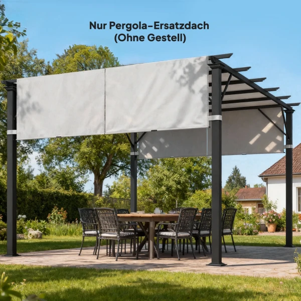 Vervangend Dak Voor Pergola Met UV bescherming, Zonnescherm Voor Terrasoverkapping Voor 3 X 3 M Paviljoen, Lichtgrijs