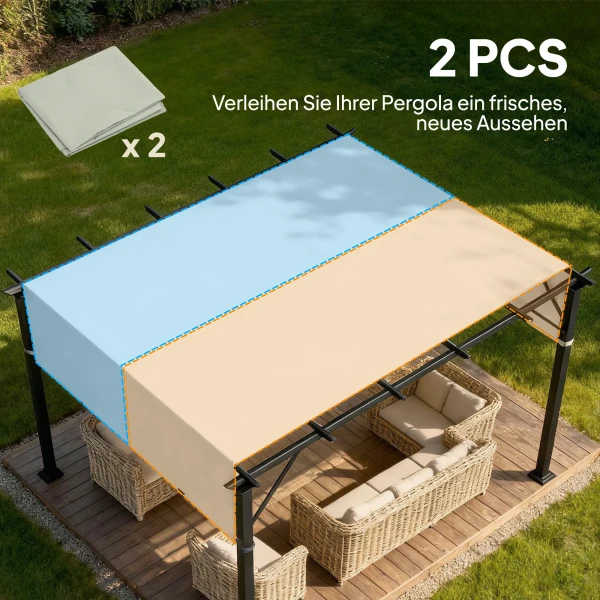 Vervangend Dak Voor Pergola Met UV bescherming, Zonnescherm Voor Terrasoverkapping Voor 3 X 3 M Paviljoen, Lichtgrijs