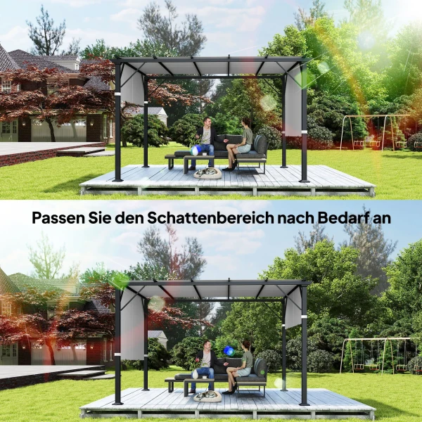 Vervangend Dak Voor Pergola Met UV bescherming, Zonnescherm Voor Terrasoverkapping Voor 3 X 3 M Paviljoen, Lichtgrijs