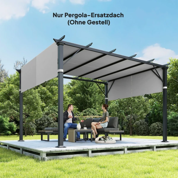 Vervangend Dak Voor Pergola Met UV bescherming, Zonnescherm Voor Terrasoverkapping Voor 3 X 3 M Paviljoen, Lichtgrijs