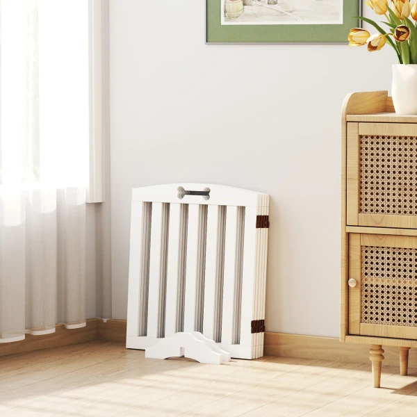 Vrijstaand Hondenscherm Met Steunvoeten, Voor Deuropening, Gang, Trap, 258 X 30 X 61 Cm, Wit