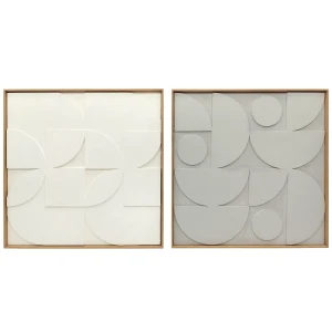 Wanddecoratie 3D 2 delige Set Geometrische Wanddecoratie Modern Wanddecor Voor Woonkamer, Gang, 80 X 3,5 X 80 Cm, Wit