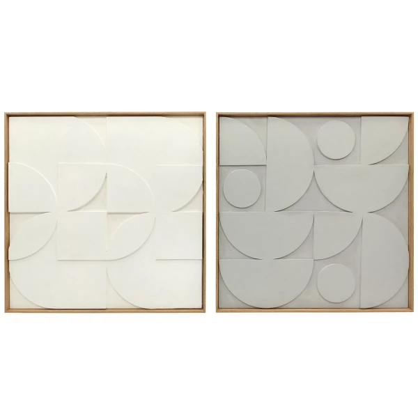 Wanddecoratie 3D 2 delige Set Geometrische Wanddecoratie Modern Wanddecor Voor Woonkamer, Gang, 80 X 3,5 X 80 Cm, Wit