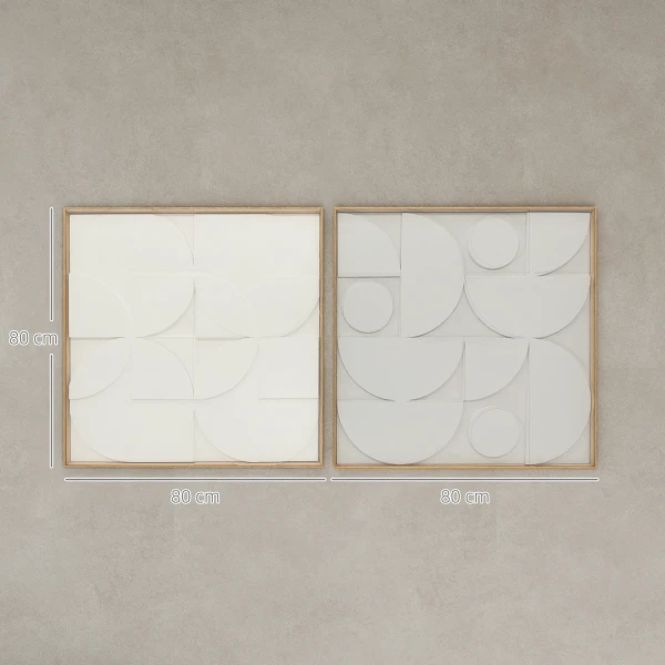 Wanddecoratie 3D 2 delige Set Geometrische Wanddecoratie Modern Wanddecor Voor Woonkamer, Gang, 80 X 3,5 X 80 Cm, Wit