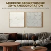 Wanddecoratie 3D 2 delige Set Geometrische Wanddecoratie Modern Wanddecor Voor Woonkamer, Gang, 80 X 3,5 X 80 Cm, Wit