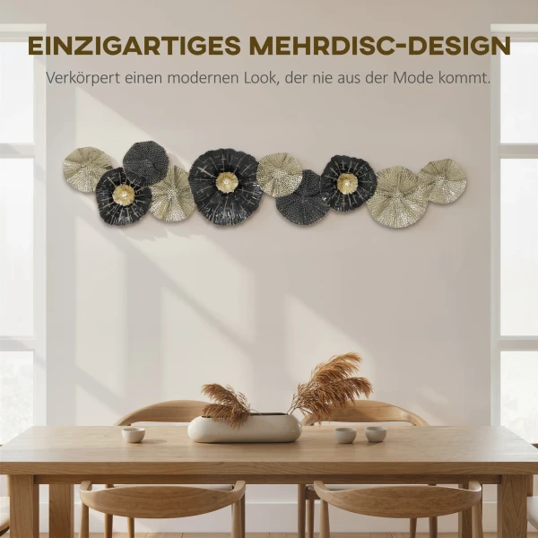 Wanddecoratie, Muurversiering Met Metalen Frame, Moderne Stijl, Zwart+Goud