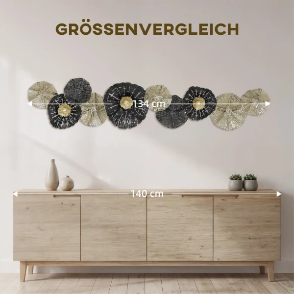 Wanddecoratie, Muurversiering Met Metalen Frame, Moderne Stijl, Zwart+Goud