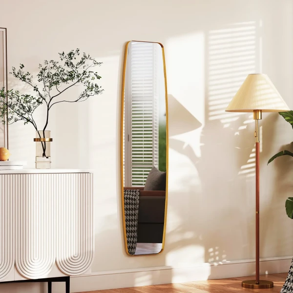 Wandspiegel Venst Spiegel Met Metalen Frame Decoratieve Hangspiegel Gangspiegel, 160 X 40 X 3 Cm, Goud