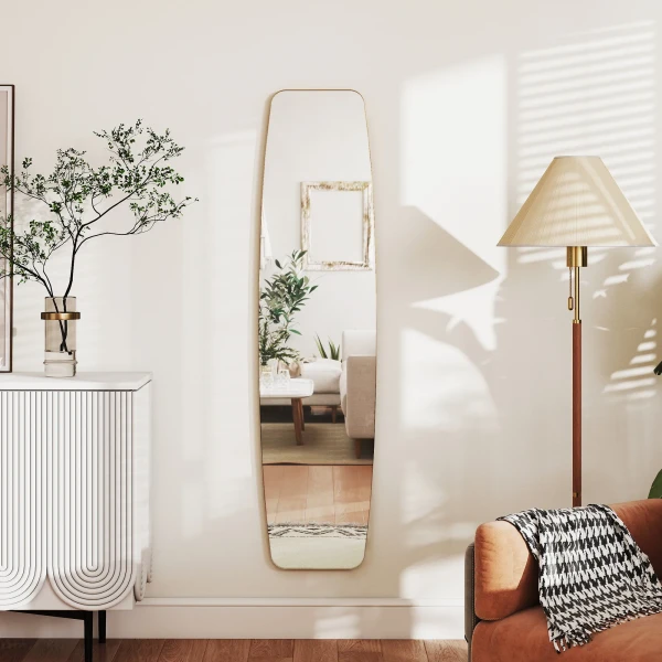 Wandspiegel Venst Spiegel Met Metalen Frame Decoratieve Hangspiegel Gangspiegel, 160 X 40 X 3 Cm, Goud